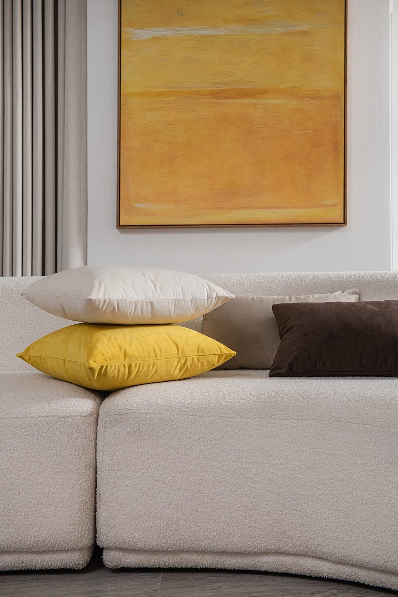 DEZENE Throw Pillow Covers 20x20 Cream: Pack of 2 Cozy Soft Velvet Square Modern Luxury Decorative Throw Pillow Cases for Sofa Couch Living Room Bed Home Decor - Image 5